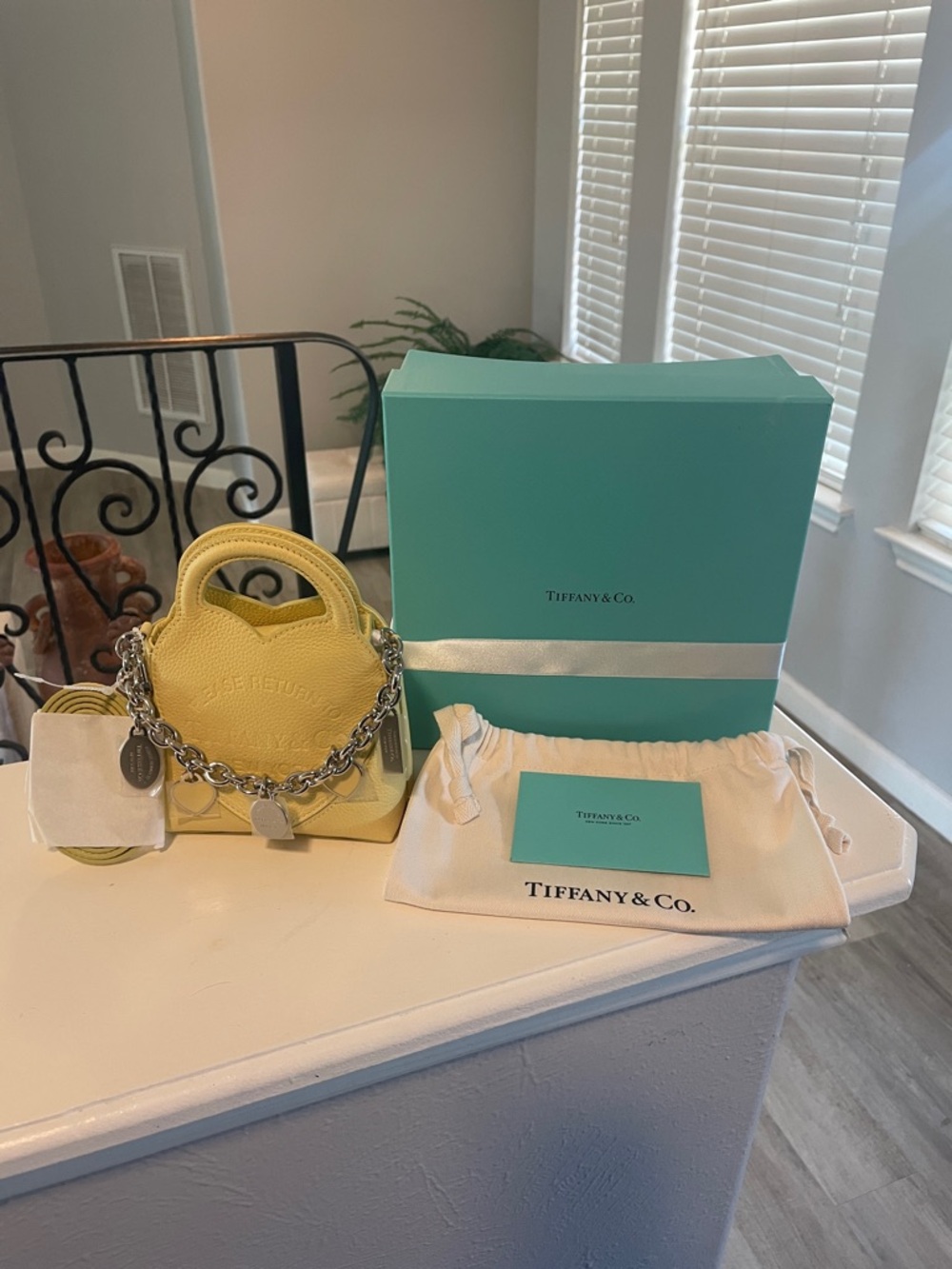 Tiffany & Co. Yellow Heart Leather Mini Bag with Silver Chain & 5 Charms - Picture 2 of 14